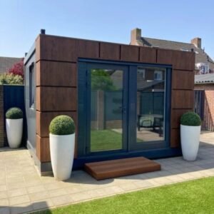 Abri de jardin reconditionné 12 m² – Finition bois & anthracite