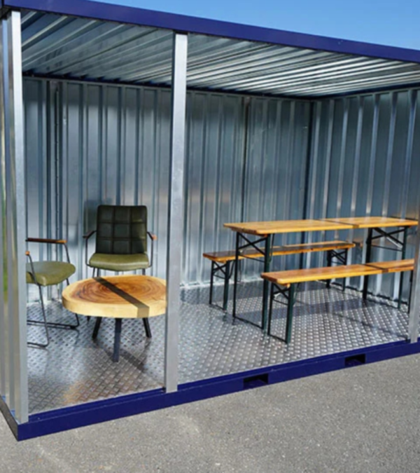 Abri de Jardin en Métal Démontable 4x2m Ouvert